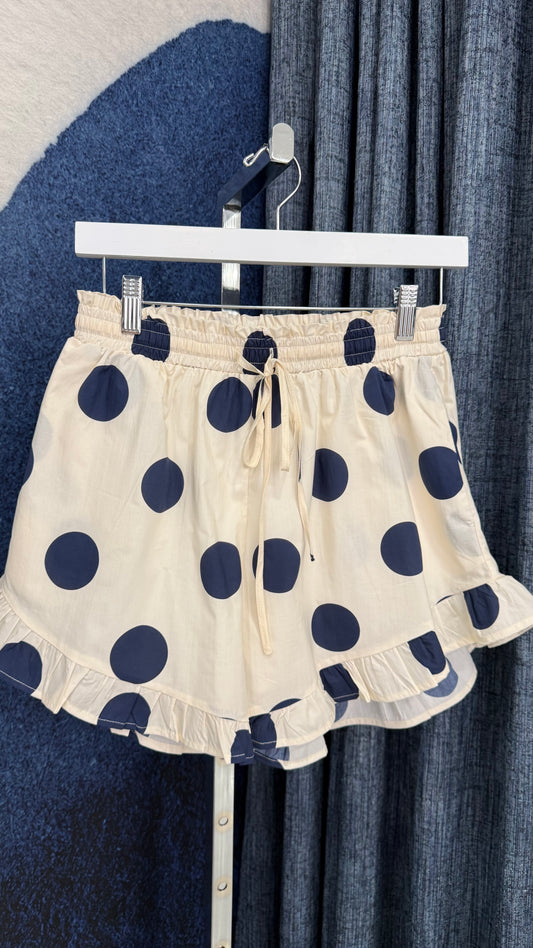 Polka Dot Ruffle Short Navy