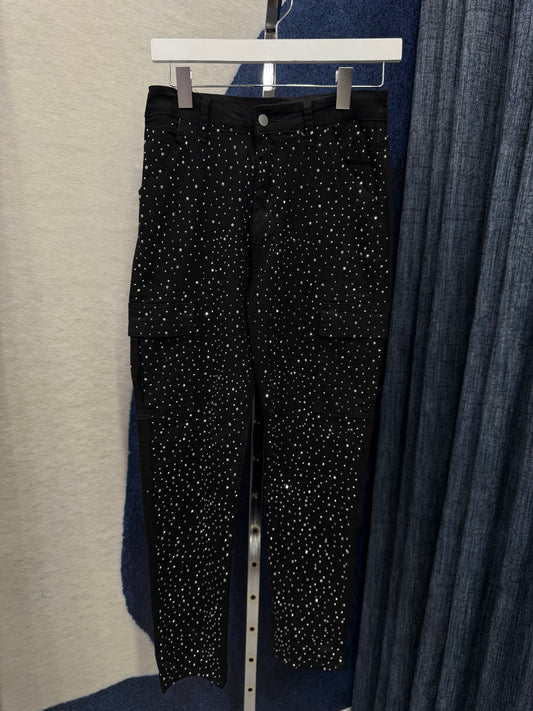 Studded Front Denim Black