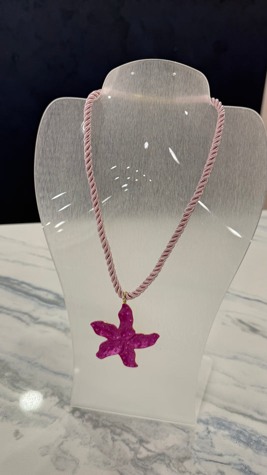 Starfish Magenta Rope Pink Necklace