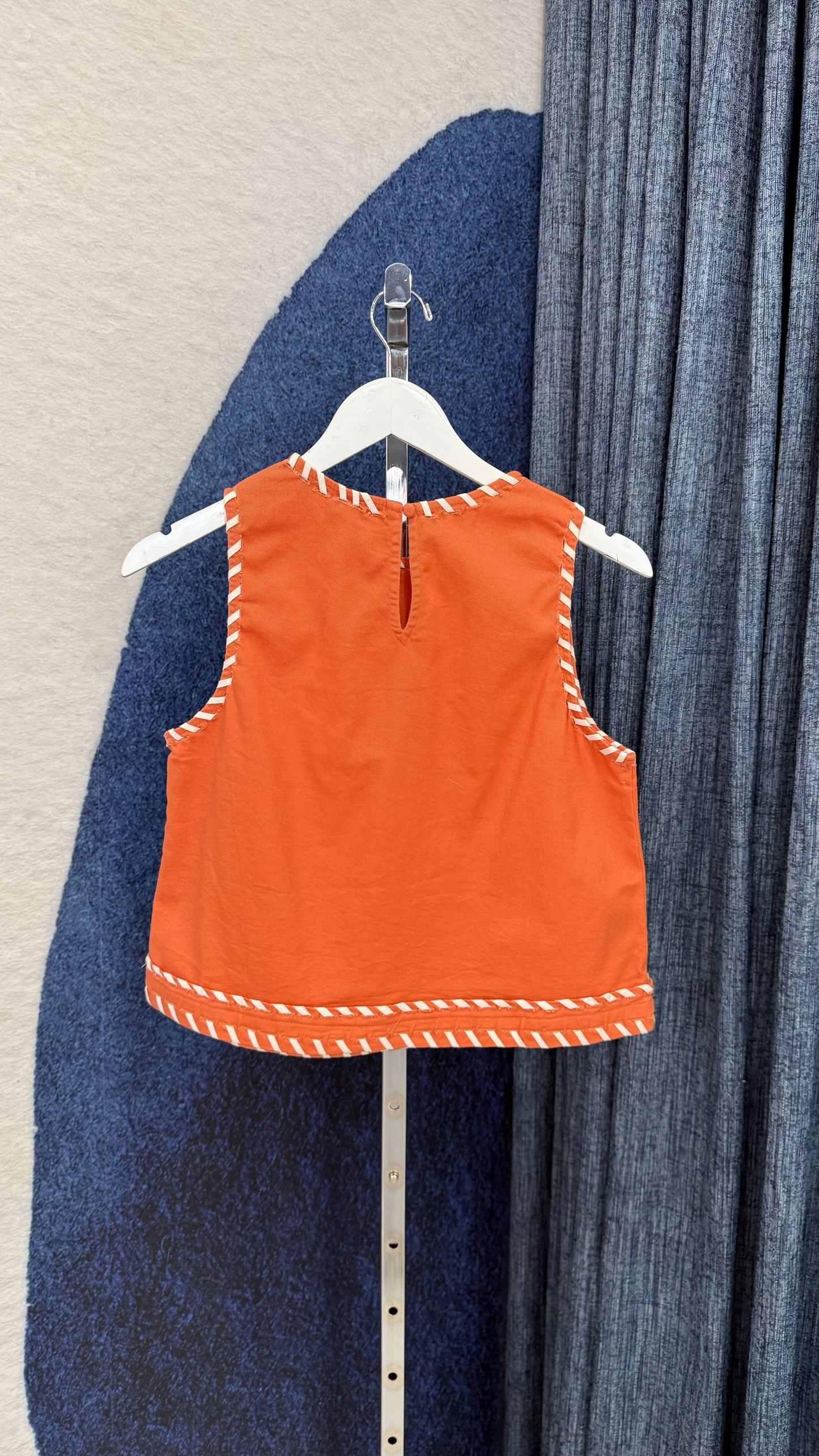 Contrast Stitch Top Orange