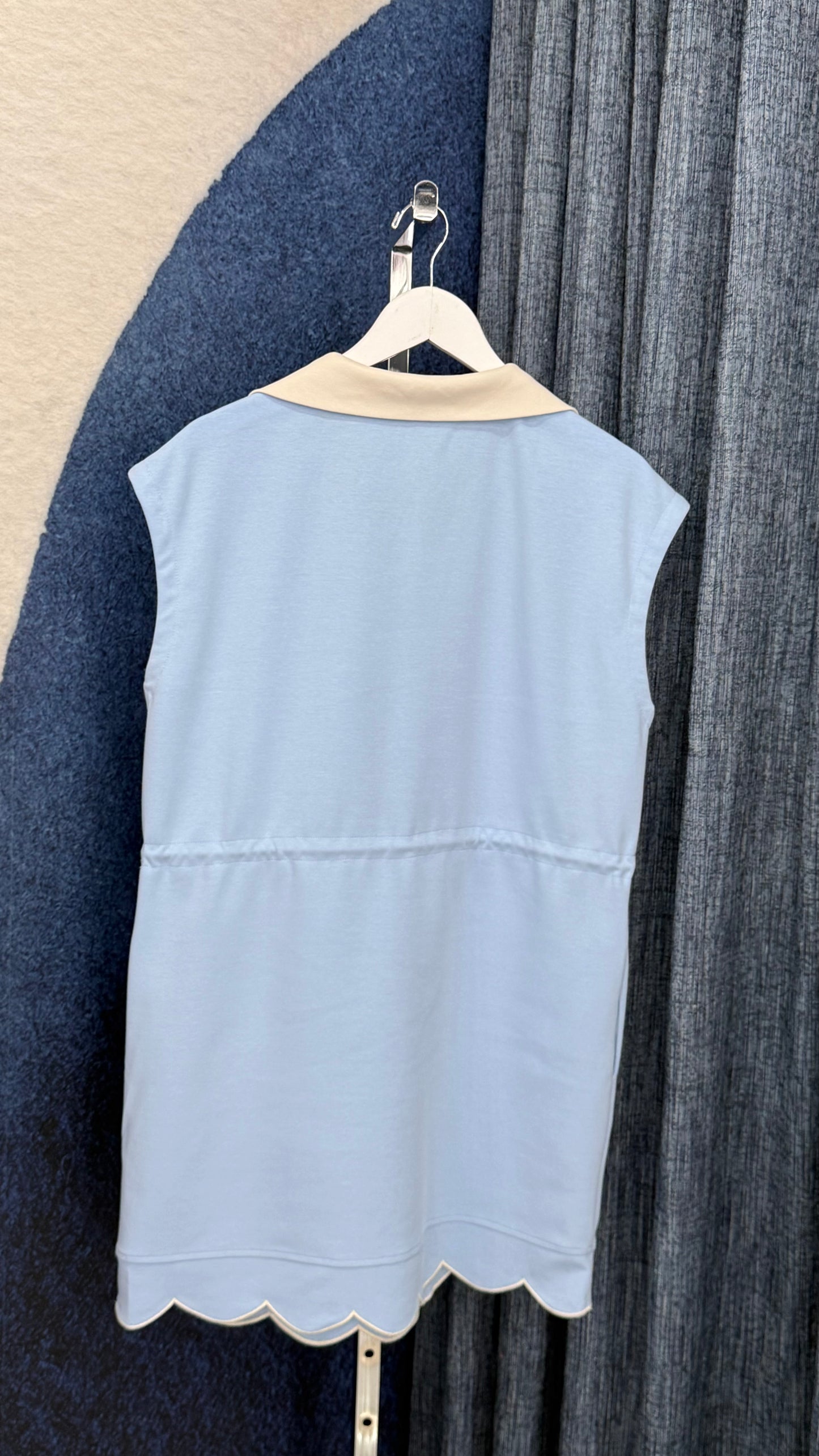 Contrast Scallop Dress Blue
