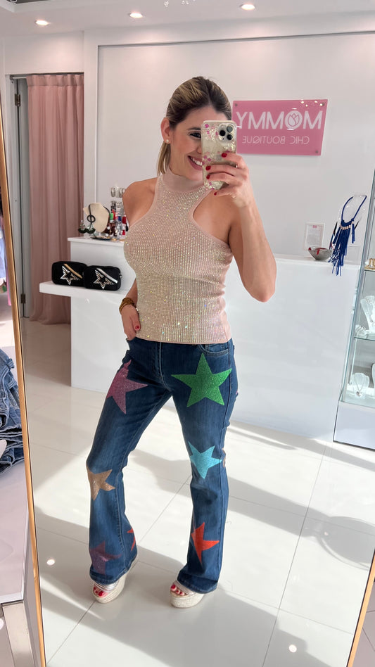 Star Rhinestone Denim