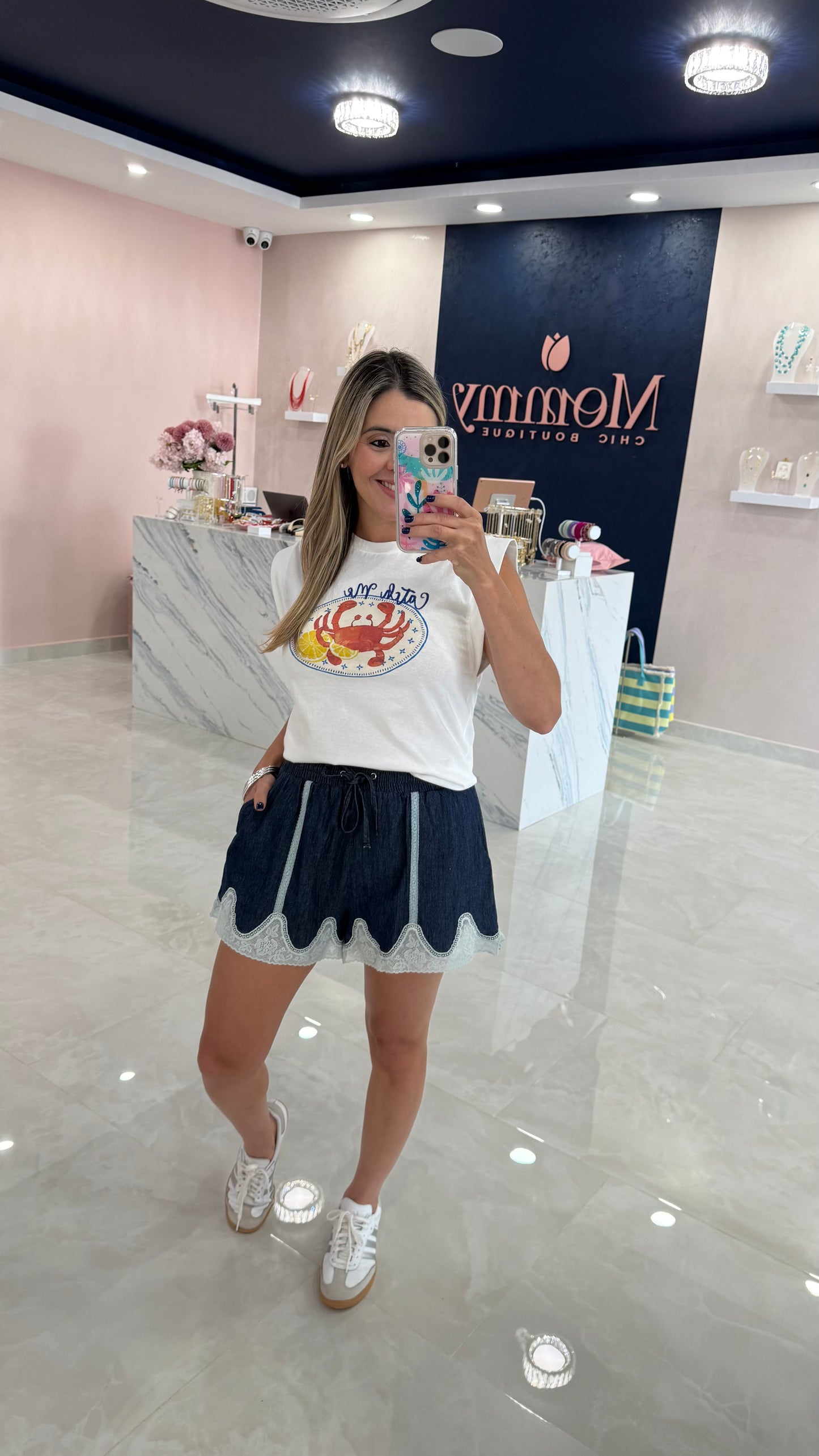 Lace Lightweight Denim Short