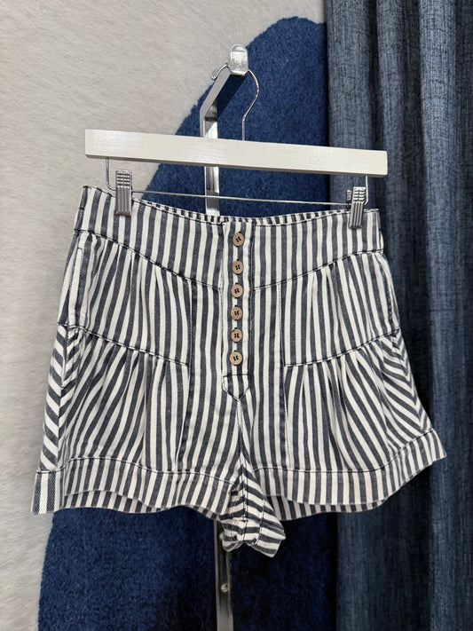 Stripe Pleated Short Mineral Blue