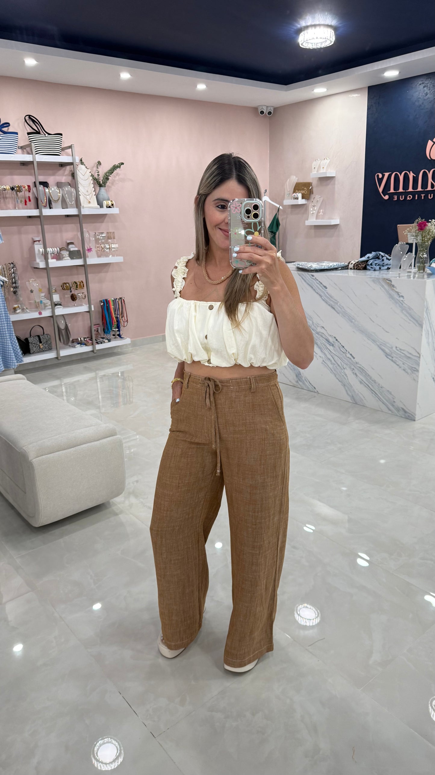 Contrast Linen Pant Coco