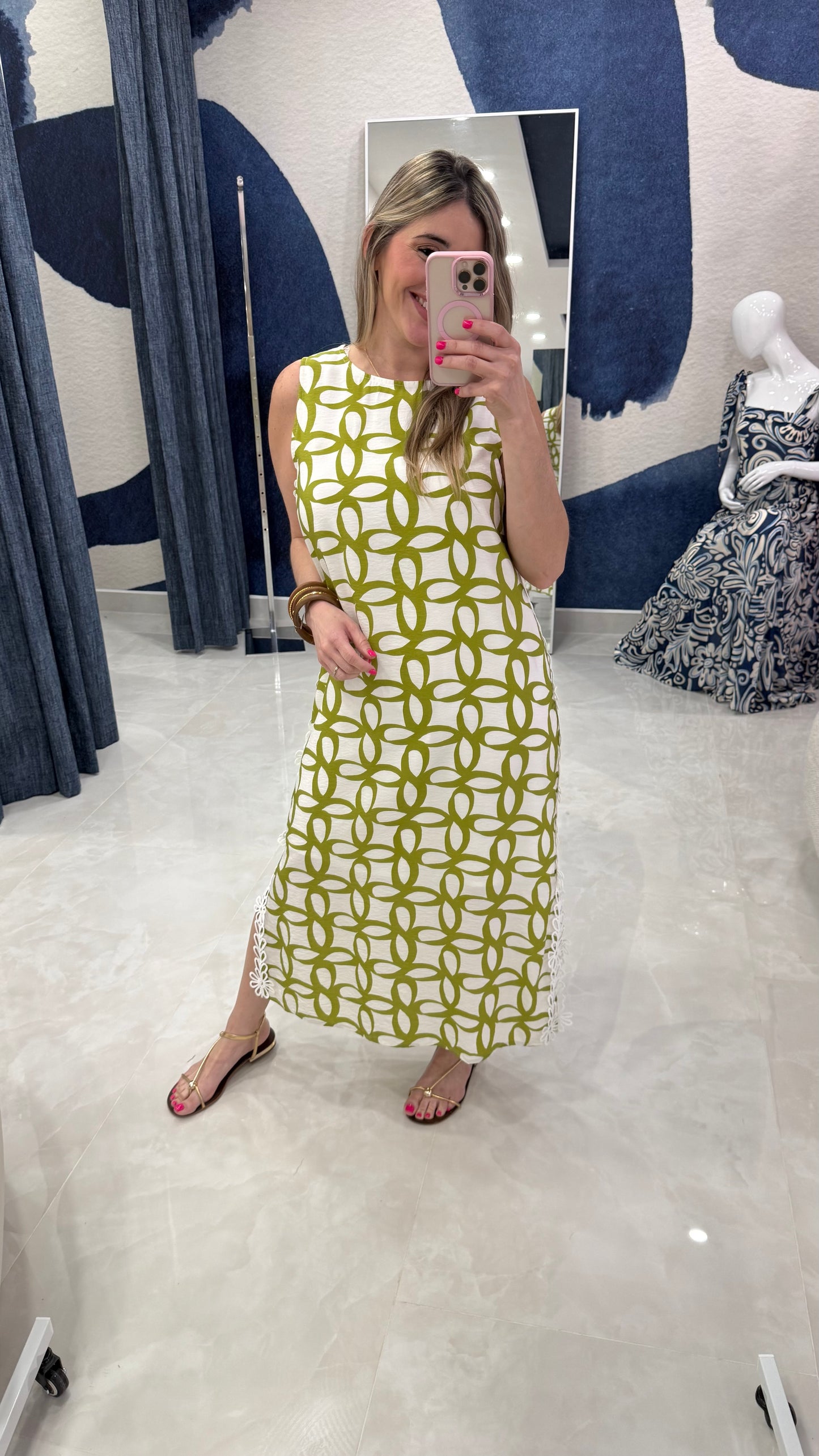 Printed Maxi Dress Green