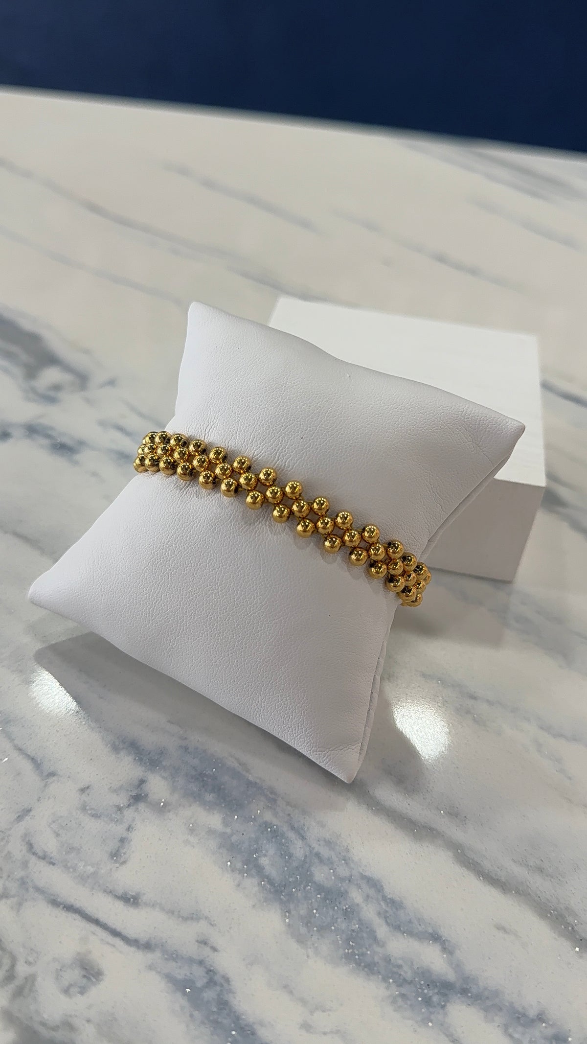 Beaded Bracelet Gold Pleated