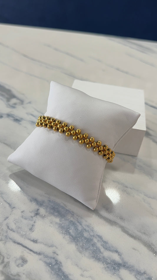 Beaded Bracelet Gold Pleated