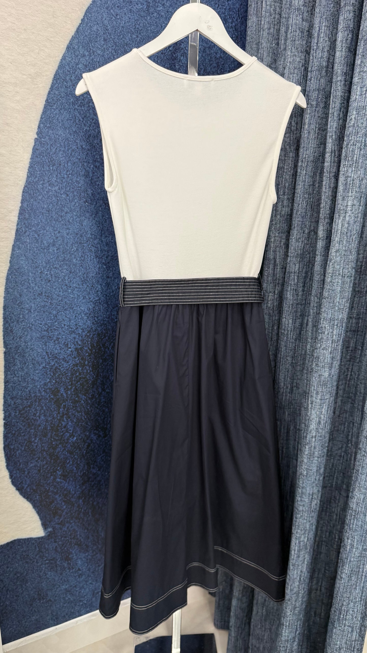 Midi Dress Navy & White