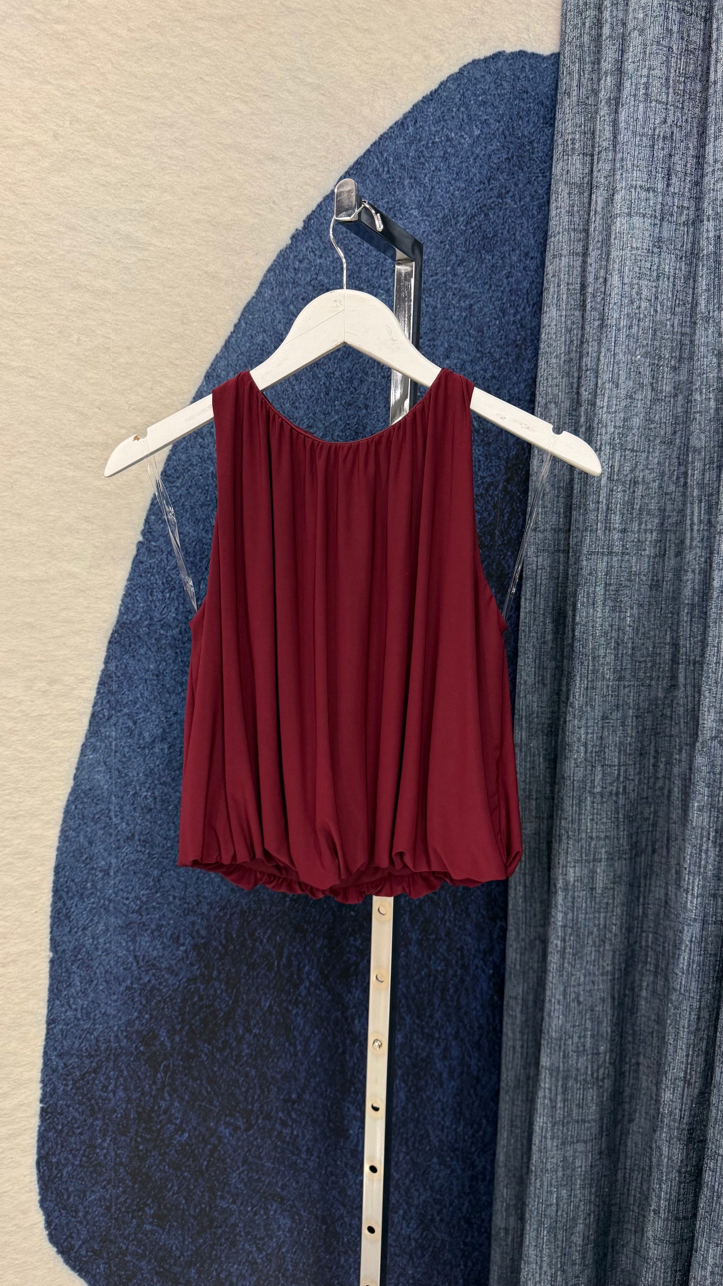 Bubble Sleeveless Top Burgundy