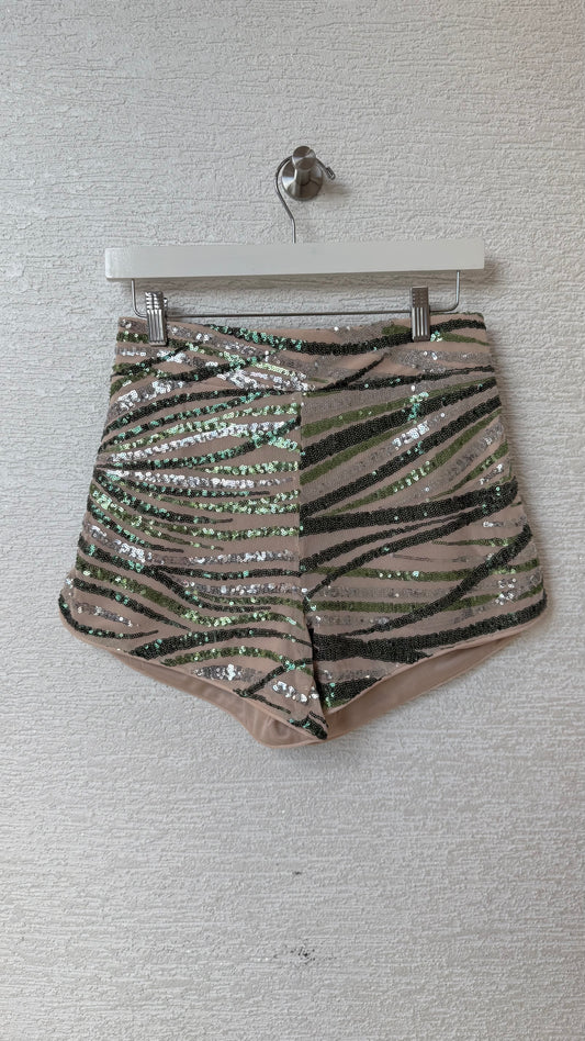 Sequins Short Green & Silver