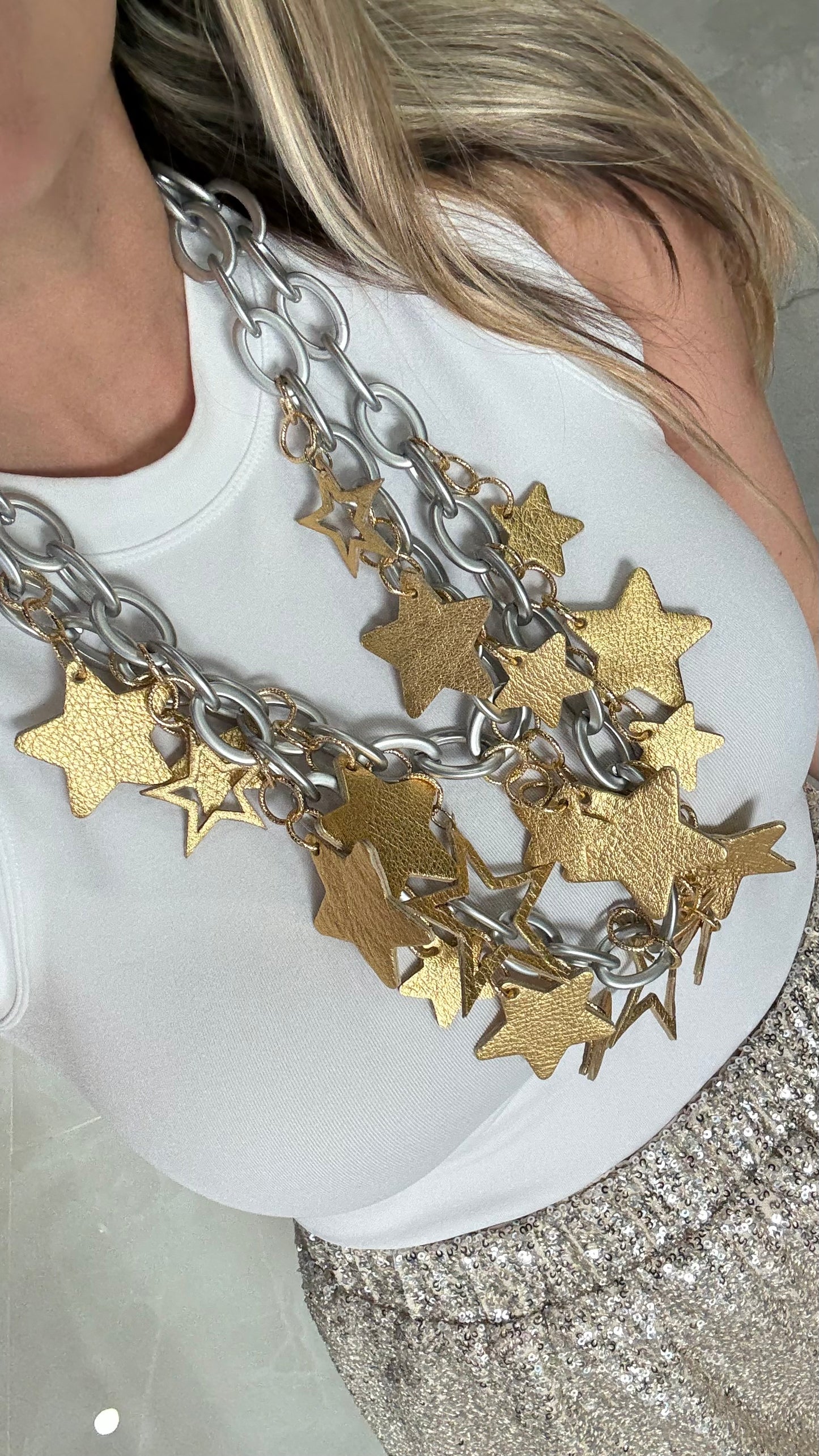 Leather Star Necklace Layered