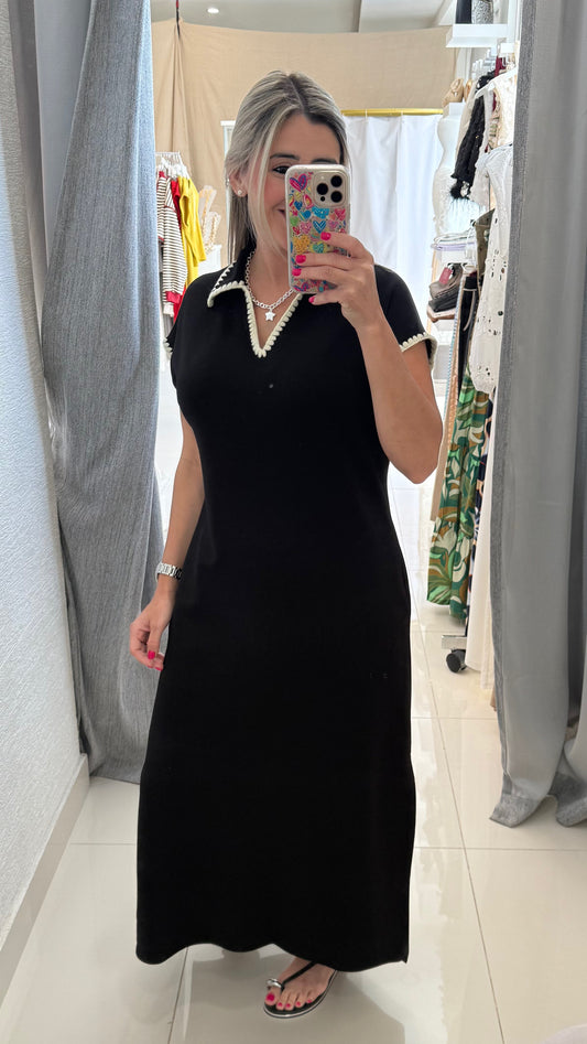 Comfy Contrast Dress Black