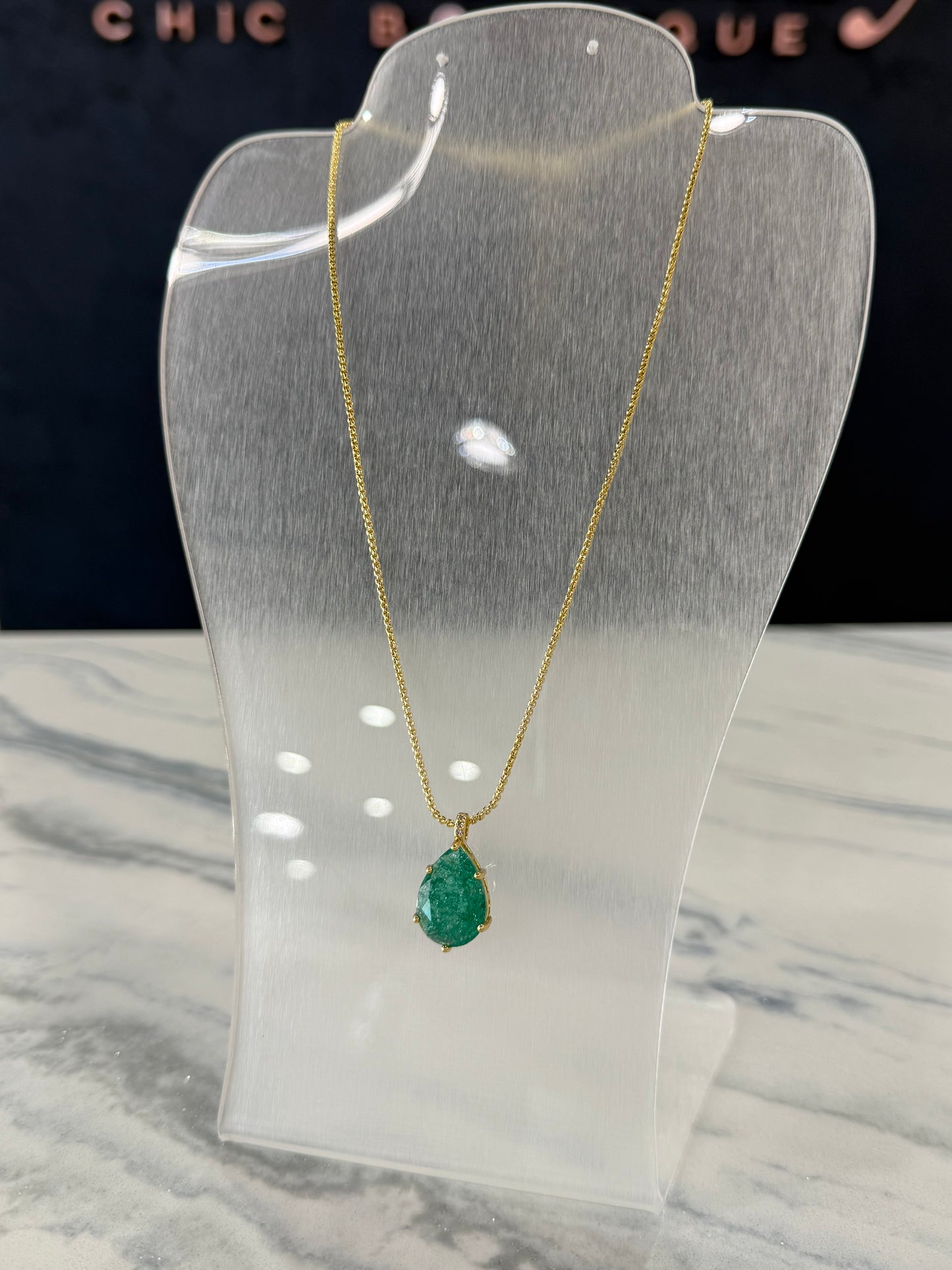 Esmerald Tear Drop Necklace