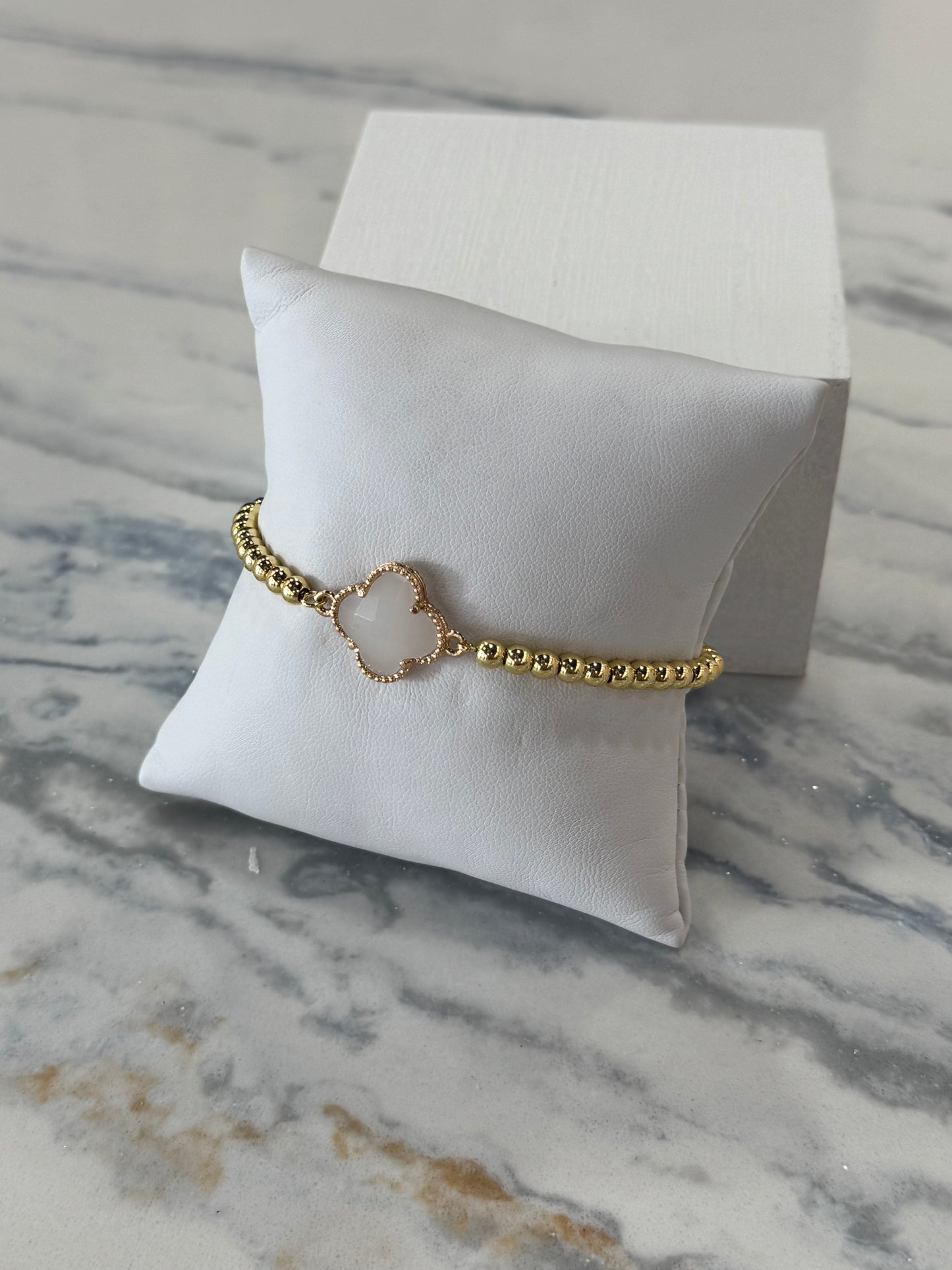 Milk Crystal Clover Bracelet