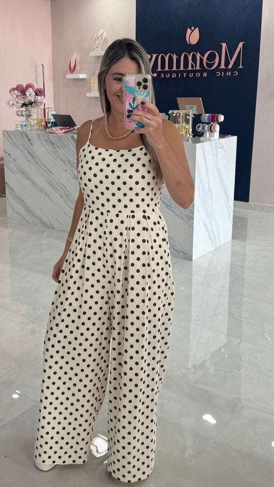 Polka Dot Jumpsuit Cream / Brown