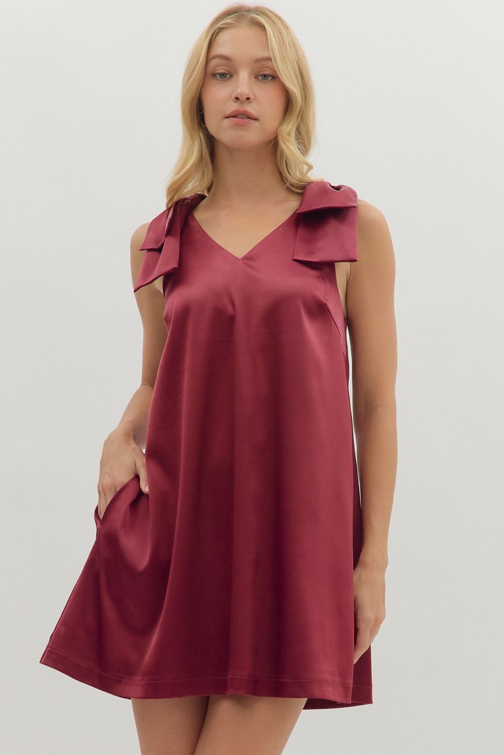 Satin Dress Burgundy