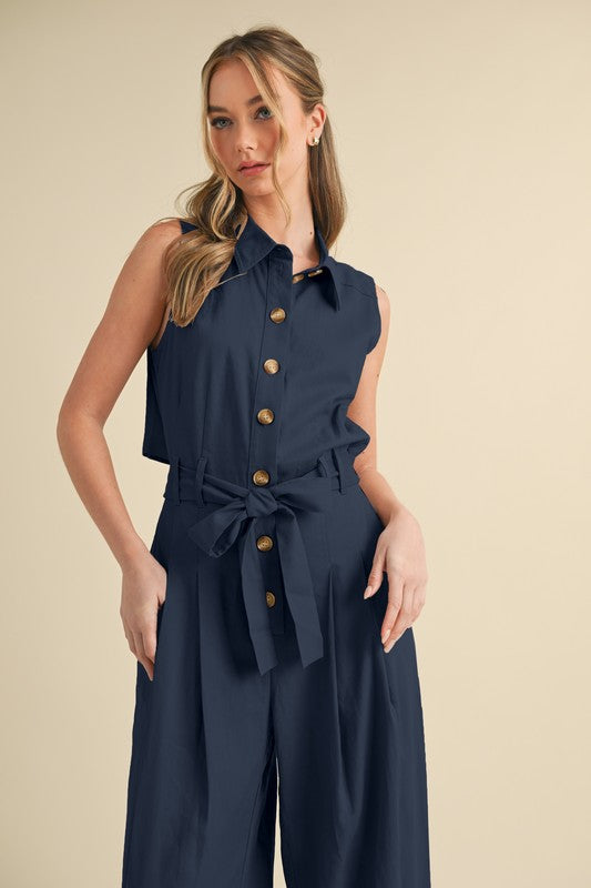 Open Back Jumpsuit Navy