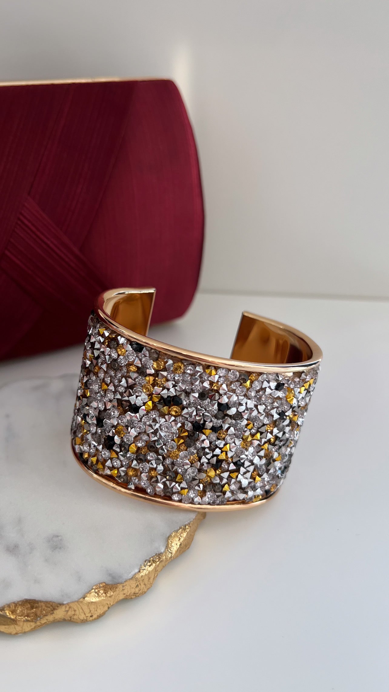 Rhinestone Bangle Silver , Gold , black