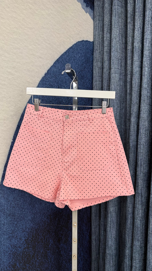 Polka Dot Denim Short Pink