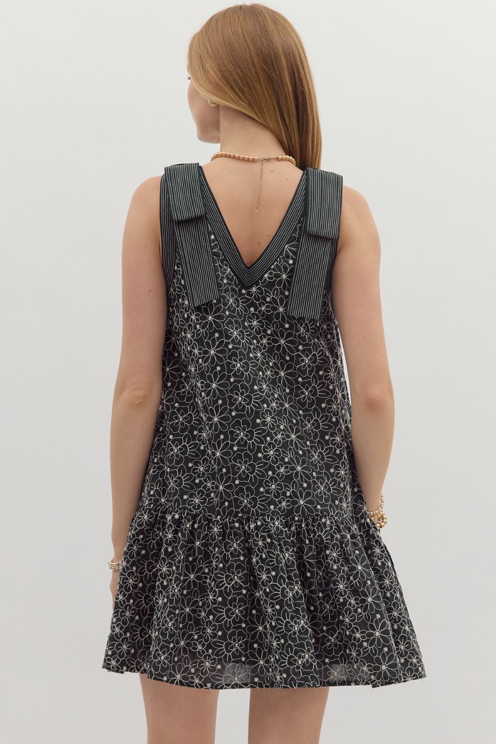 Floral Embroidered Dress Black