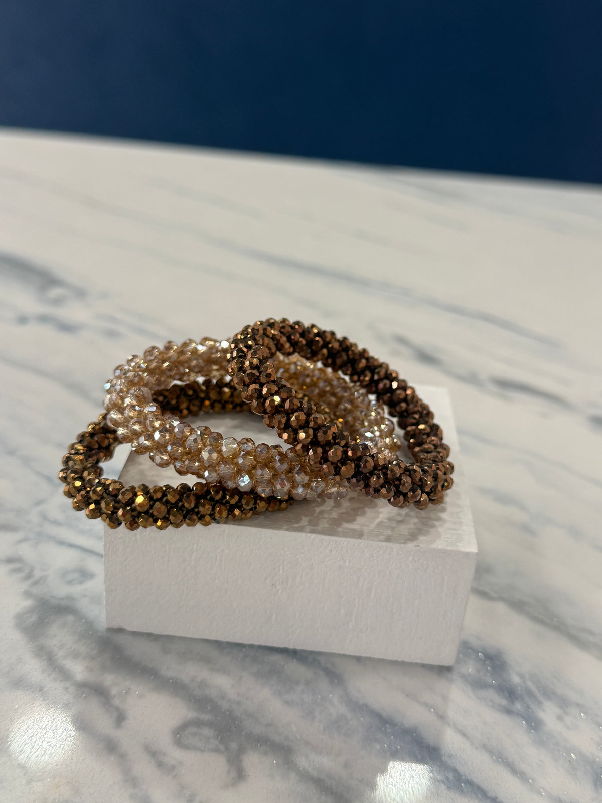 Beaded Bracelet Bundle Bronze & Champagne