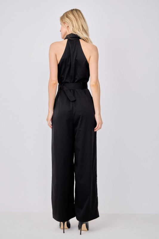 Halter Button Down Jumpsuit BLK