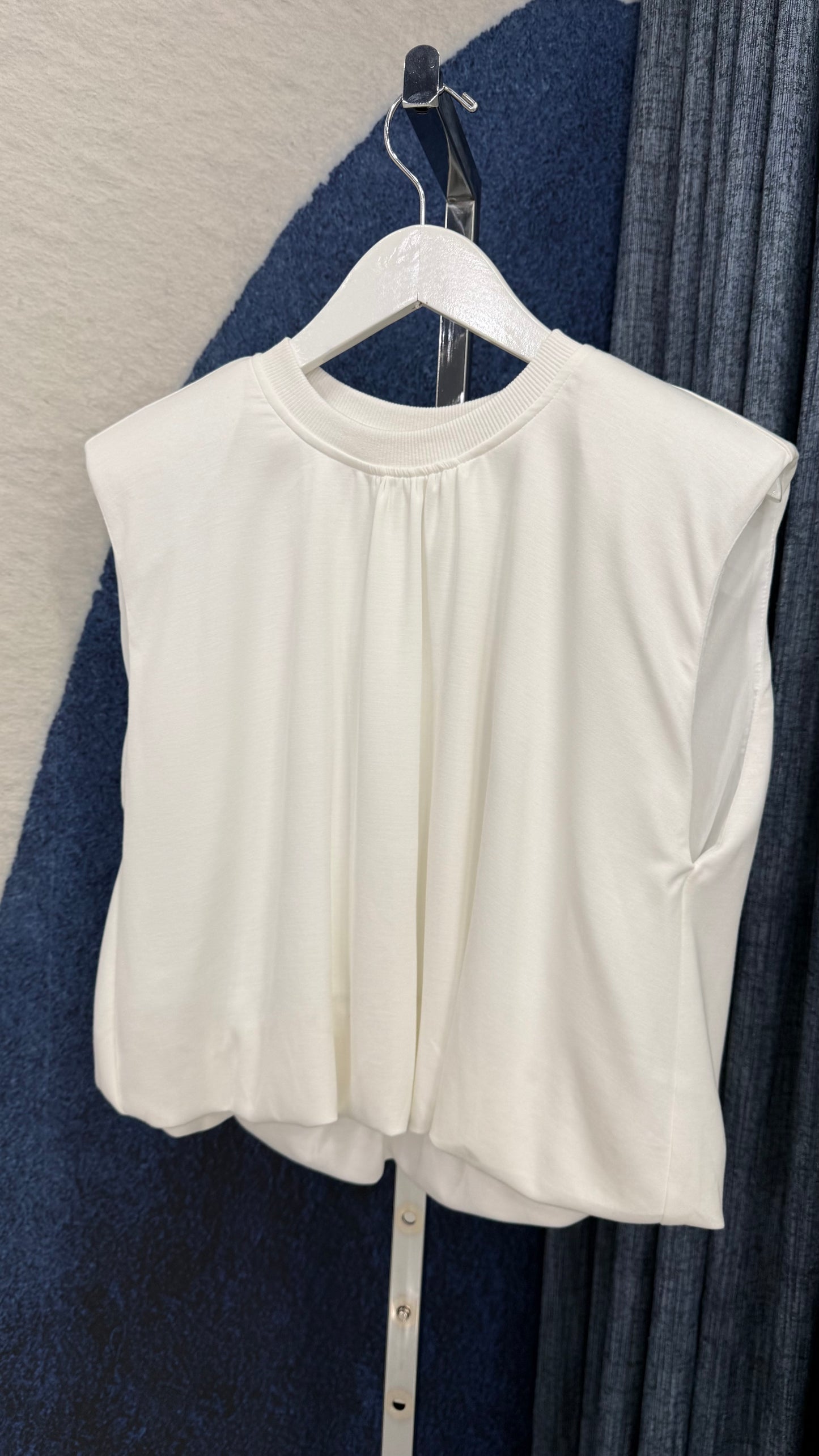 Padded Shoulder Top White