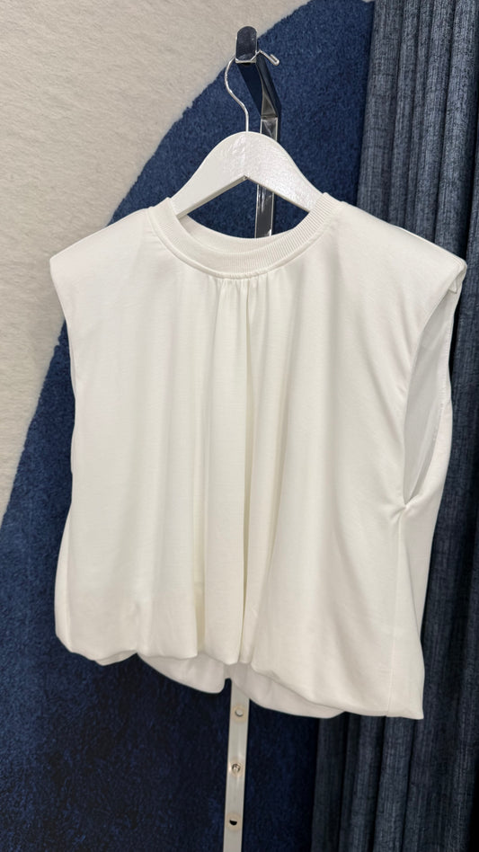 Padded Shoulder Top White