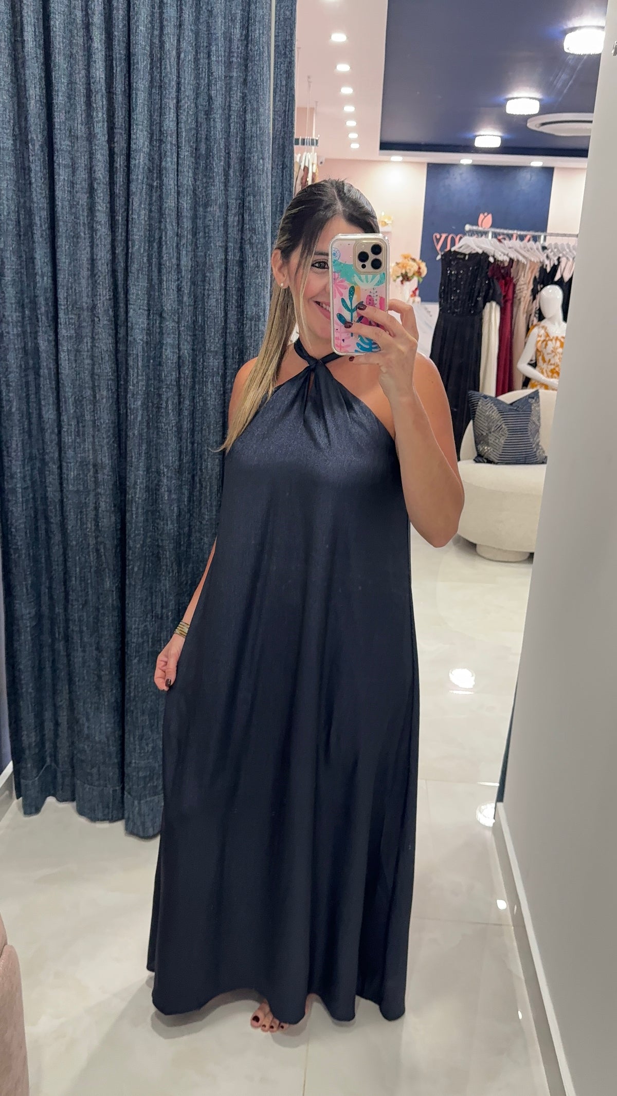 Metallic Navy Maxi Dress