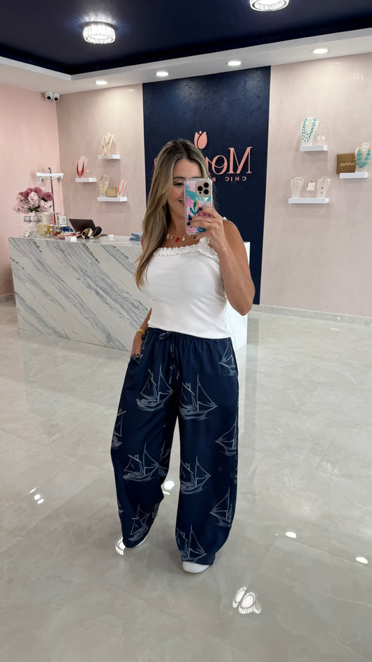 Sailboat Woven Drawstring Pant