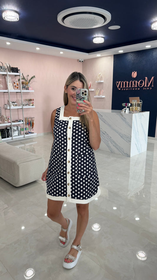 Polka Dot Denim Mineral Navy