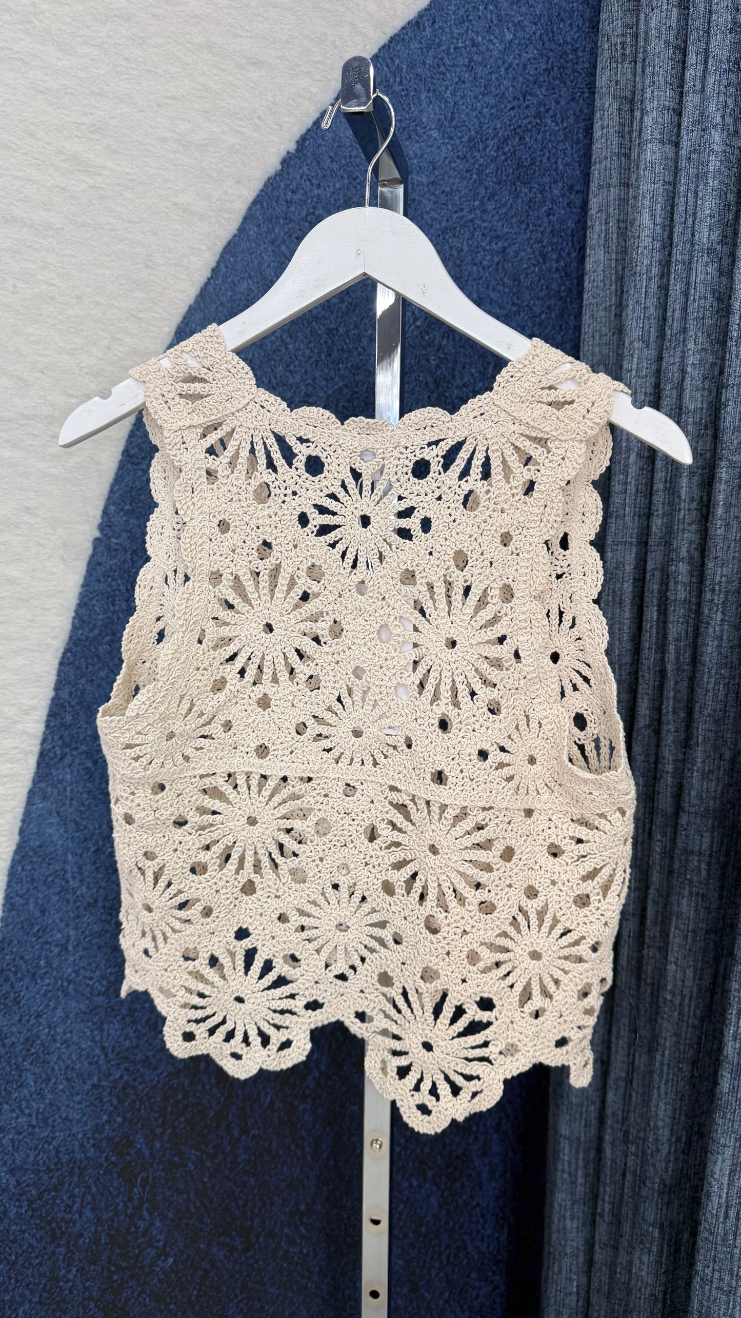 Crochet Top & Short Set Cream