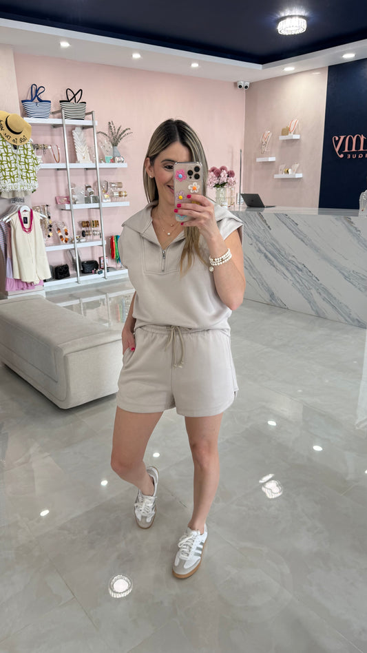 Top & Short Comfy Set Stone
