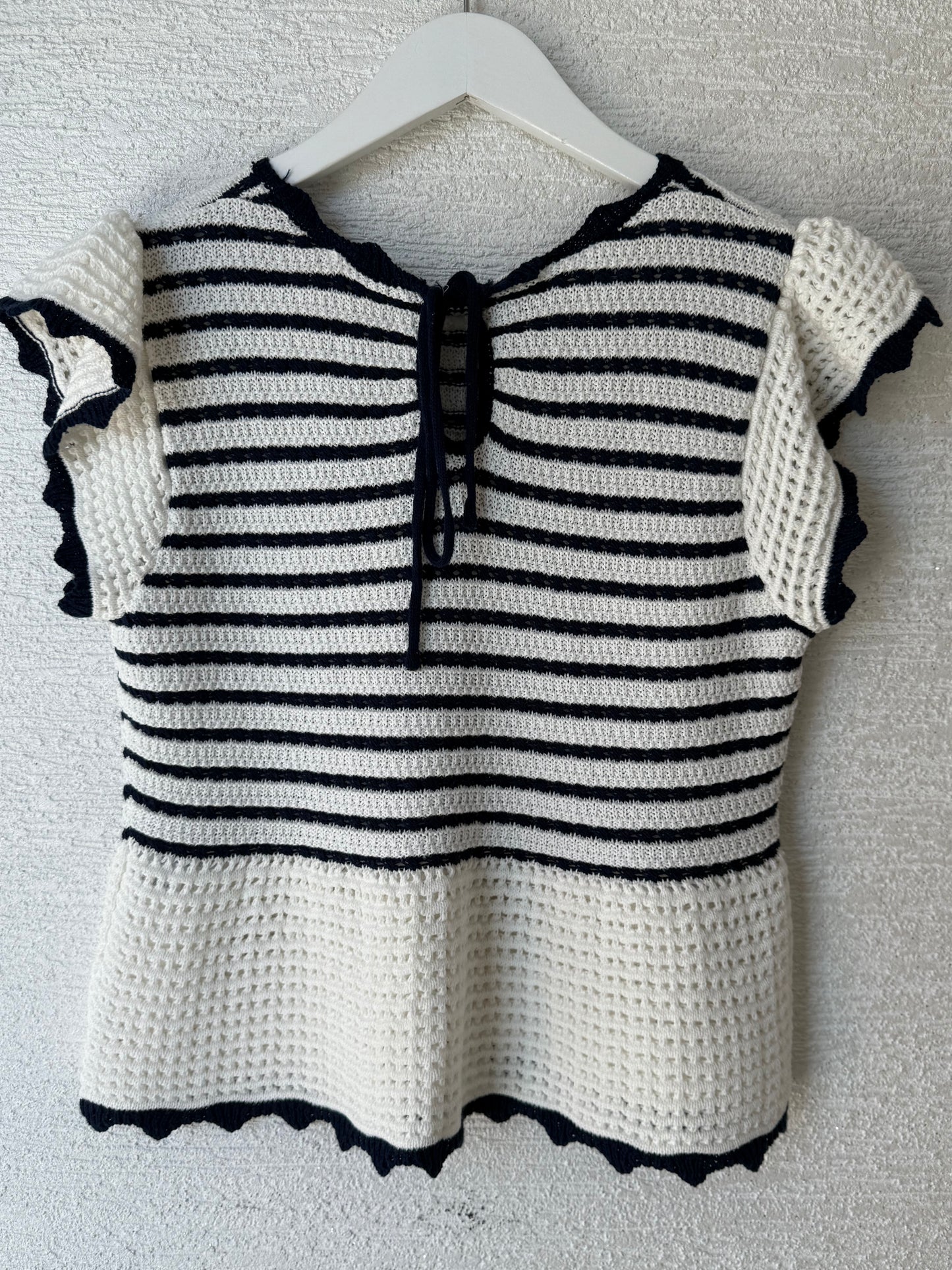 Sweater Knit Top Stripe Navy