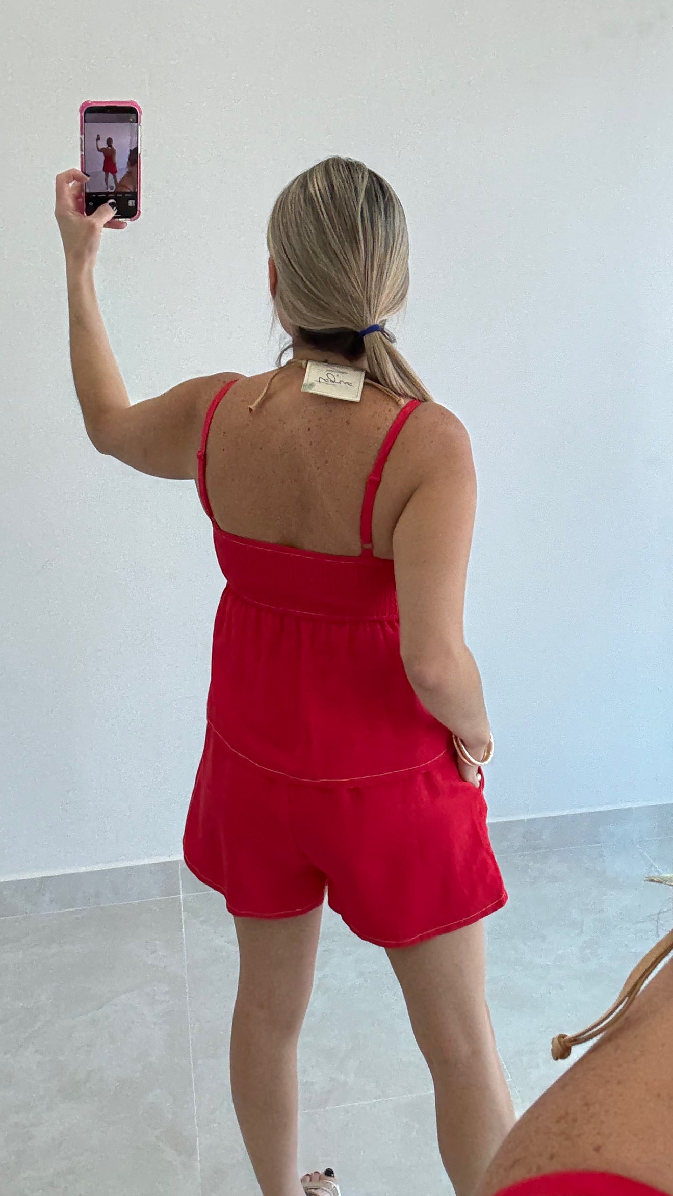 Peplum Top & Short Set Red