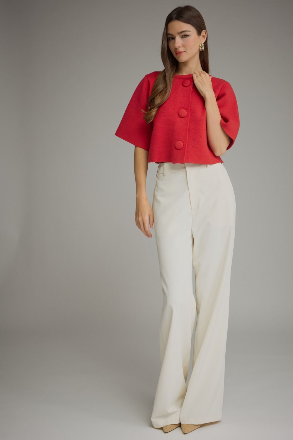 Sweater Button Top Red