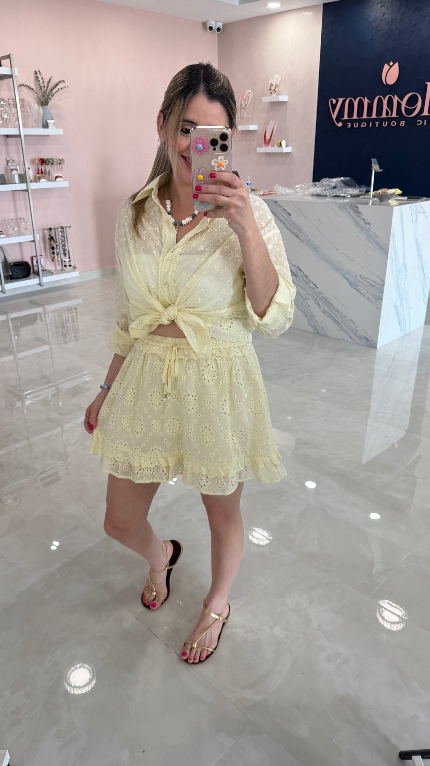 Eyelet Skort Butter Yellow