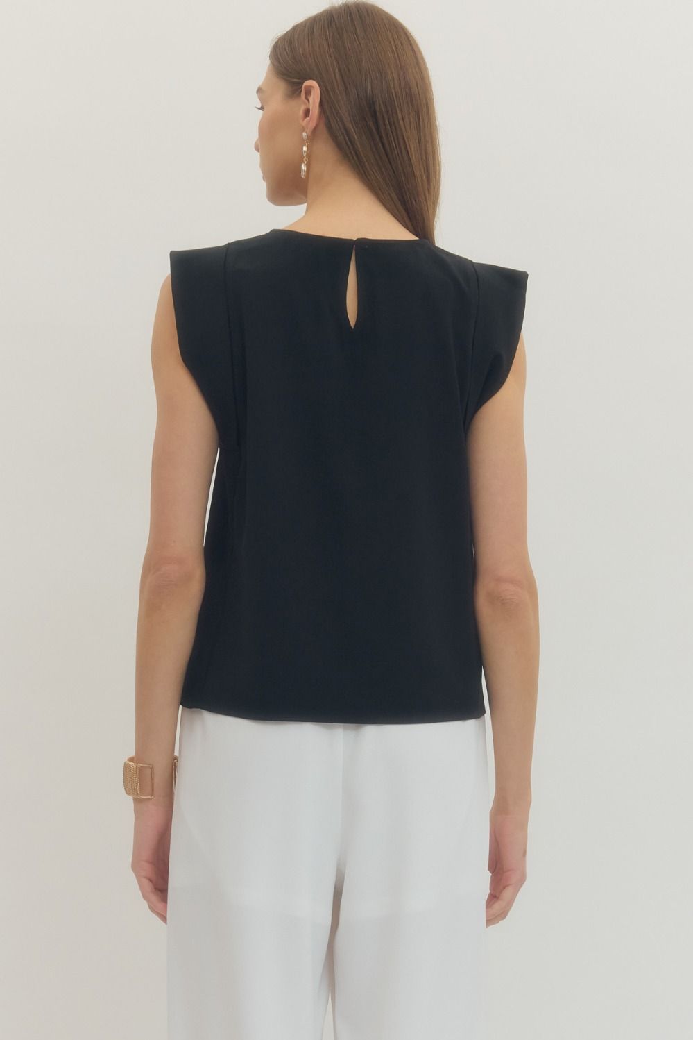 Stylish Black Top W Gold Side Button