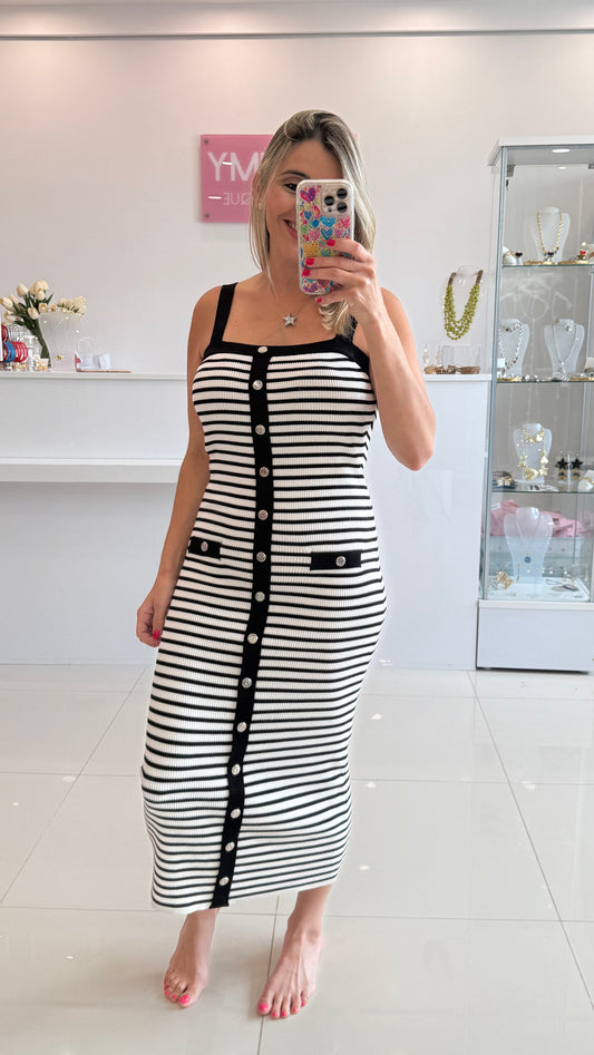 Striped Sweater Midi Dress
