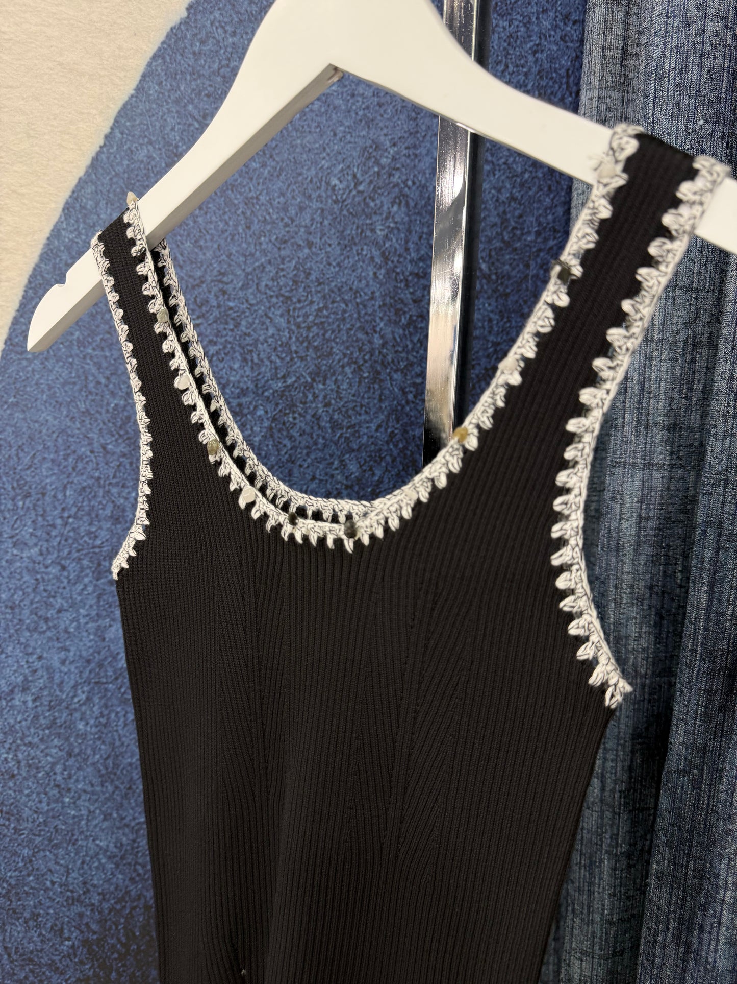 Trip Stone Detail Top Black