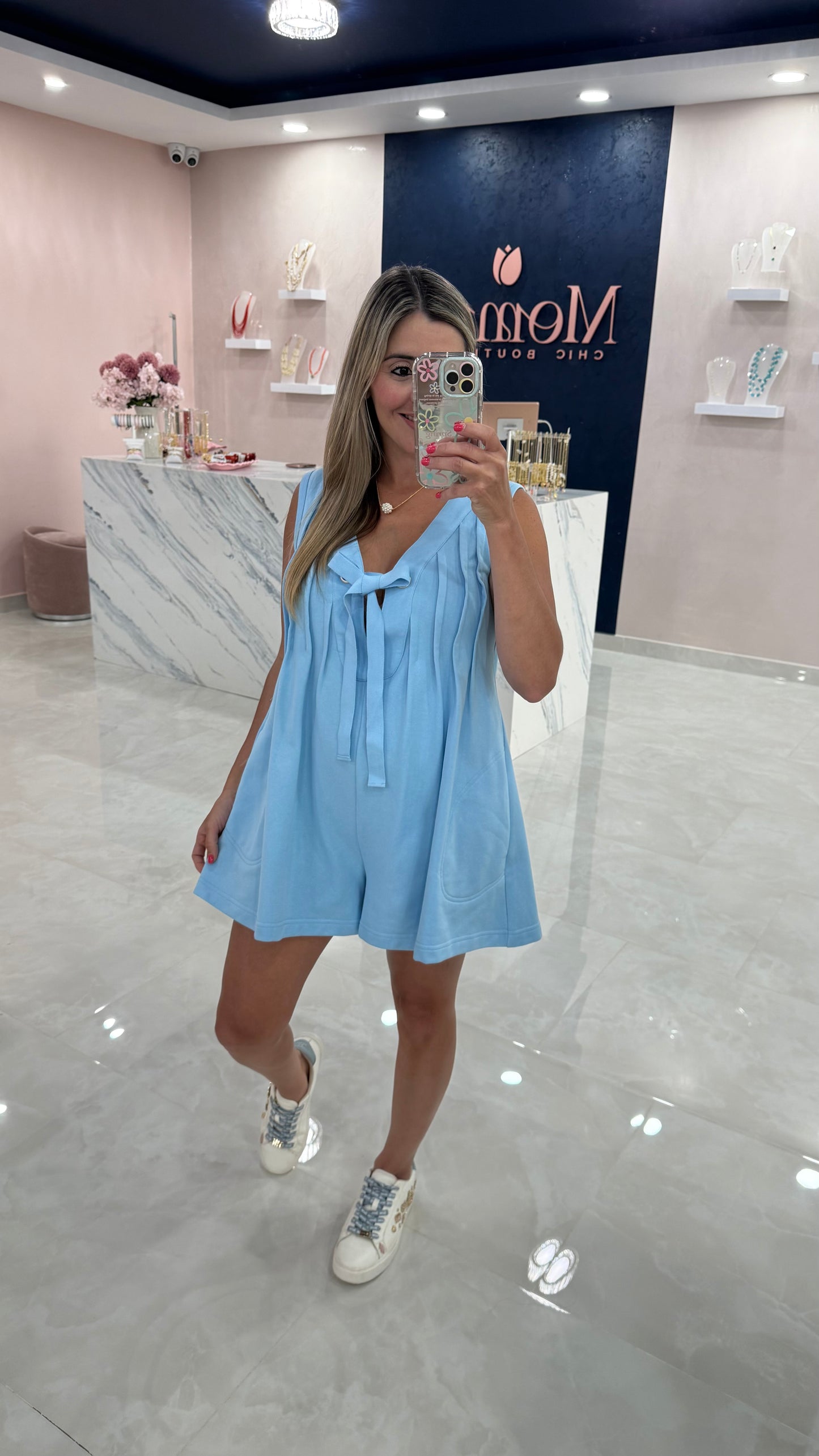 Romper Pleated Blue