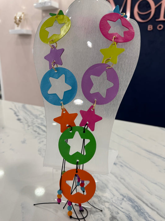 Leather Necklace Stars Multi