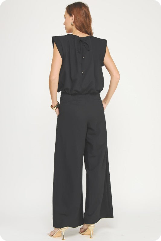 Sleeveless Top & Pleated Wide Leg Pant Black