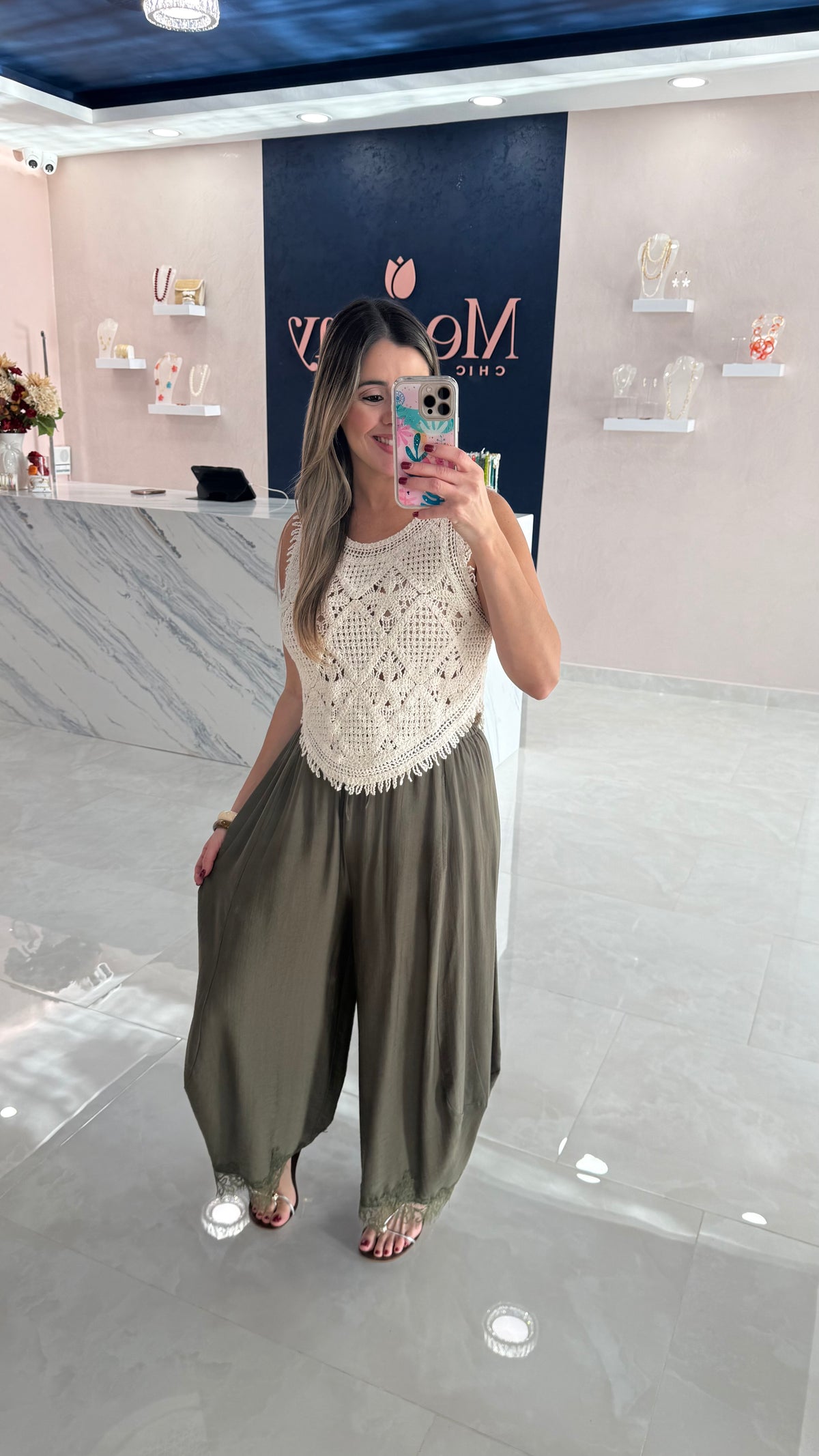 Barrel With Lace Light Weight Pant Olive
