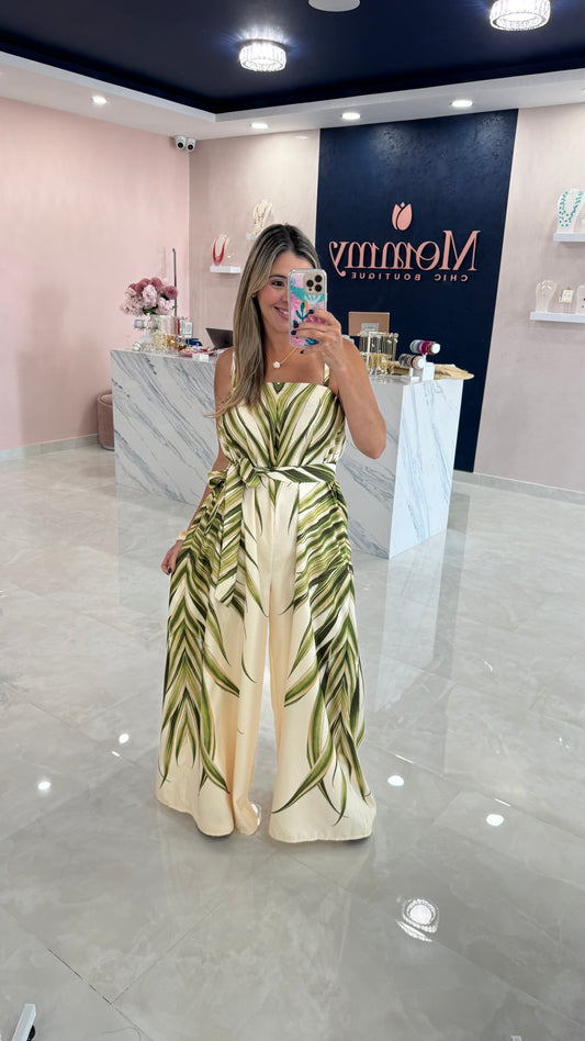 Printed Leaf Jumpsuit