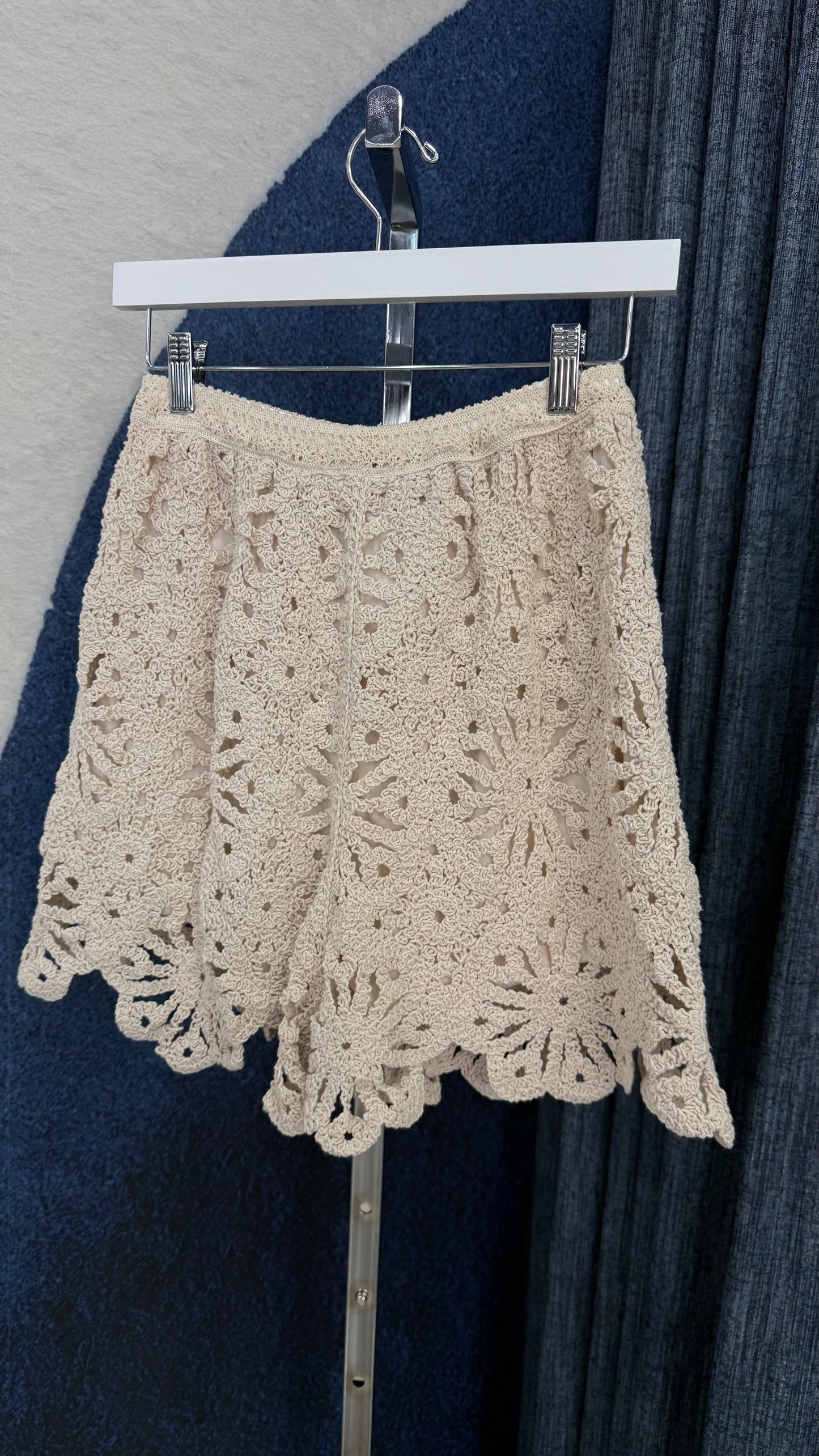 Crochet Top & Short Set Cream