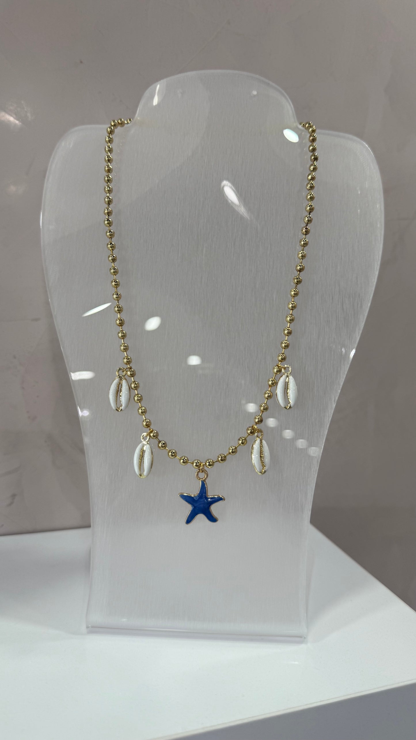 Blue Starfish & Sea Shells Necklace