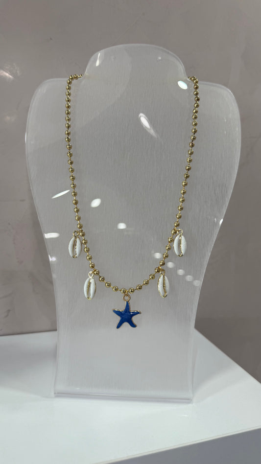 Blue Starfish & Sea Shells Necklace
