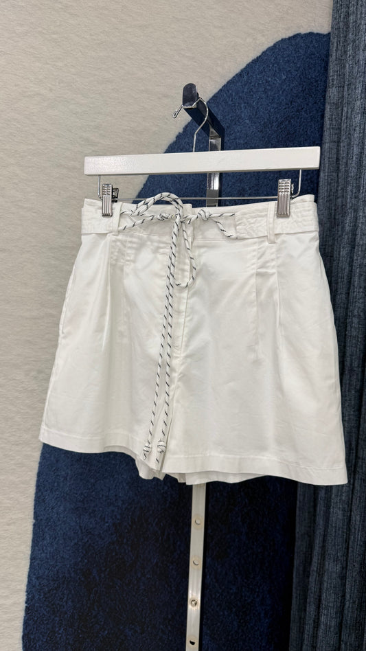Rope Belt Pleated Short White